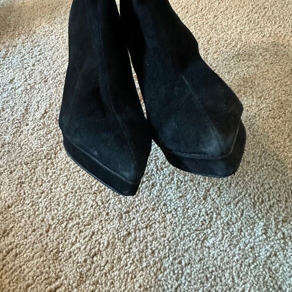 Jeffrey Campbell Pointed Toe High Heel Black Suede Ankle Booties - Picture 5 of 15